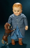 Rare American Cloth Doll by Martha Wellington with Toy Horse 3000/4000