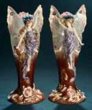 Pair, Late 19th Century Art Nouveau Majolica Vases 700/900
