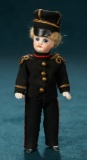 French All-Bisque Miniature Doll in Original Military Uniform 500/700