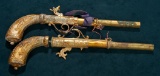 Two French Toy Dueling Pistols with Original Gilded Finish 400/500