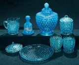 Collection of Children's Blue Hobnail Glass Ware 400/500