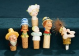 Six German Bisque and Porcelain Novelty Corkscrew Heads 200/300