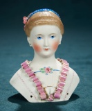 German Bisque Lady Doll with Rare Sculpted Hair and Bodice 500/700