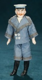 German Bisque Doll as Gentleman with Sculpted Cap and Moustache 400/500