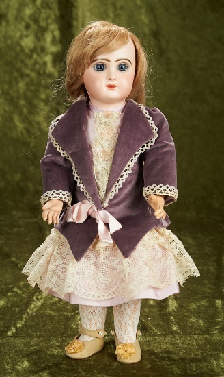 17" French bisque bebe by Emile Jumeau, tete model, closed mouth, original signed body