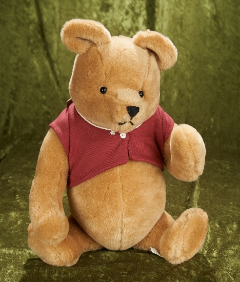 18" Life size American brown mohair Winnie the Pooh by R. John Wright in original box.