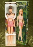 Brunette Francie in Red and White Swimsuit, Original Box, Mattel.