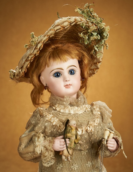 French Musical Automaton "Little Girl with Doll and Opera Glass" by Leopold Lambert 3800/4500