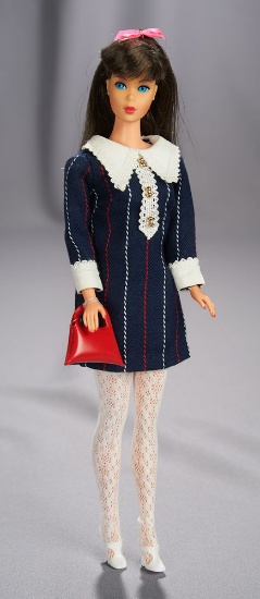 Dark Brunette Mod Barbie in Navy Blue Mini Dress, for the Japanese Market, 1967 500/700