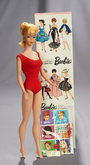 Blonde Side-Swirl Ponytail Barbie in Original Swimsuit and Box, 1964 400/500