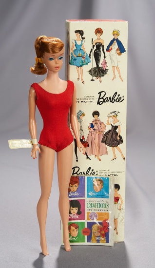 Red-Haired Side-Swirl Ponytail Barbie in Original Swimsuit and Box, 1964 400/500