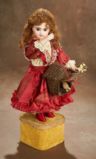 French Musical Automaton "Little Girl with Surprise Wicker Basket" by Lambert 3000/4000
