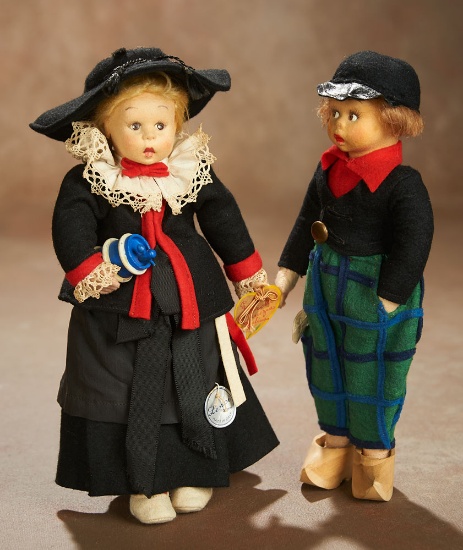 Two Italian Felt Miniature Dolls by Lenci 400/500