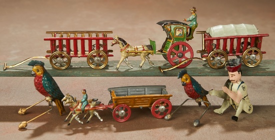 Six German Lithographed Tin Penny Toys 500/700