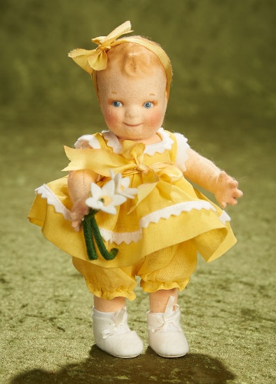6 1/2" American felt artist doll "Sunshine Scootles" by R John Wright