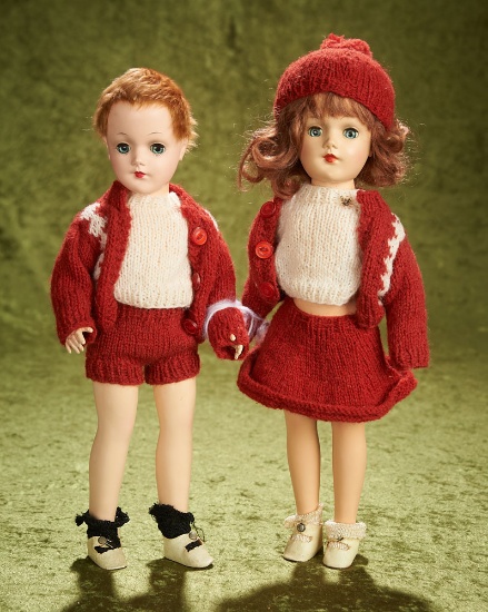 Pair 14" Dolls by Mary Hoyer in original knit costumes