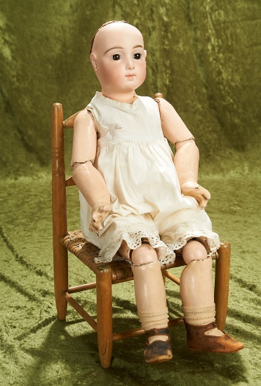22" French bisque Bebe Jumeau Triste on a nice signed composition body with paperweight eyes