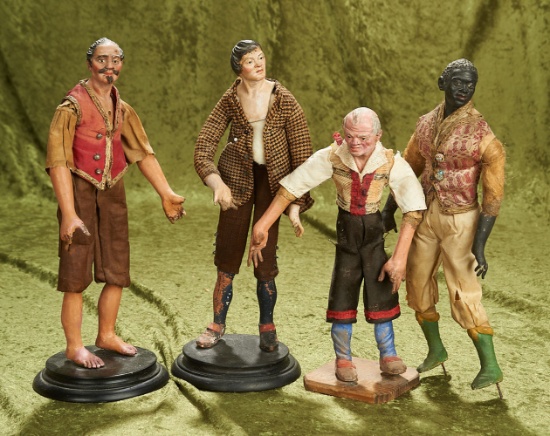 9"-11" Four Early Neapolitan gentleman with original bodies
