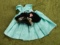 Aqua Taffeta Cocktail Dress with Bolero Jacket and Bandeau Hat , 1956