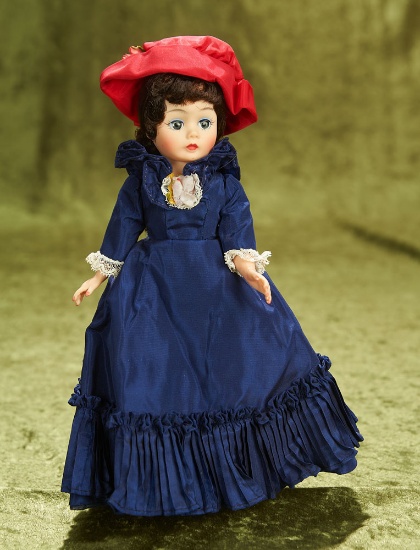 10" Cissette "Renoir" in navy taffeta gown and red taffeta hat, 1968