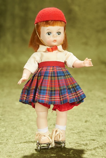 8" Alexander-kins "Maggie Mix-up" Roller Skater in Red and Blue Plaid Skirt, 1961
