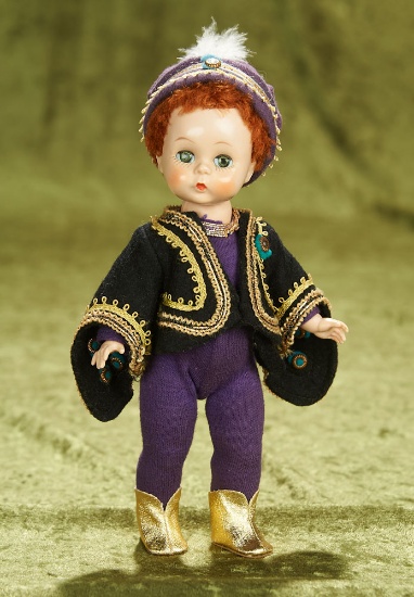 8" Alexander-kins "Romeo" in Purple Velveteen and Gold Braid, 1955