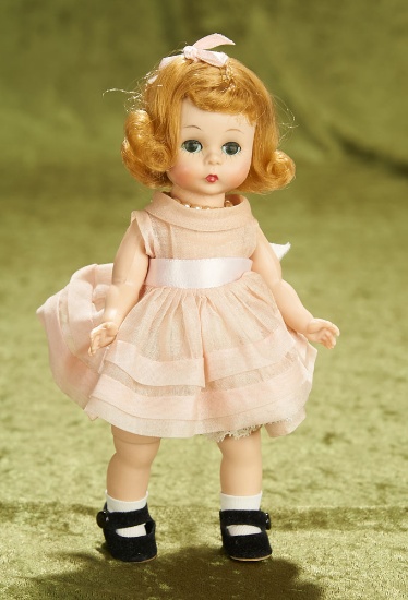 8" Alexander-kins Pink Organdy Dress with Tucks, 1956