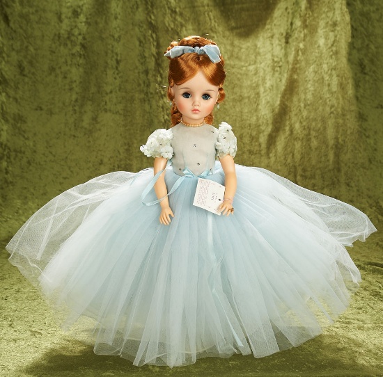 17" Elise With Box in Pale Blue Pleated Tulle Ballgown, 1967
