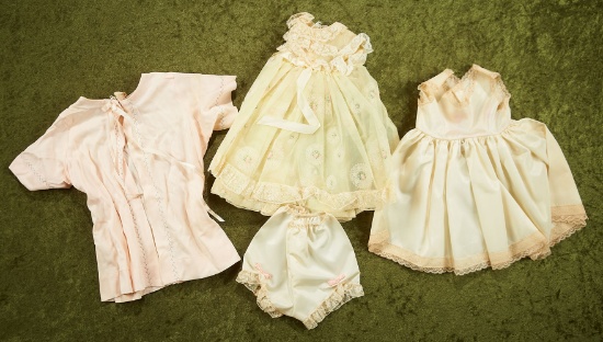 Costumes, Yellow Nylon and Lace "Chatterbox," 1961 and Yellow Satin "Babs Skating," 1948