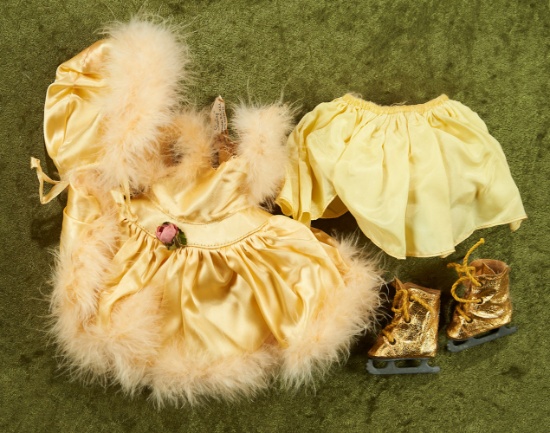 "Babs Skater" Yellow Satin and Marabou Trim Costume, 1948