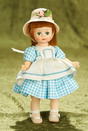 8" Maggie Mix-up in Checked Dress and Pinafore, 1960