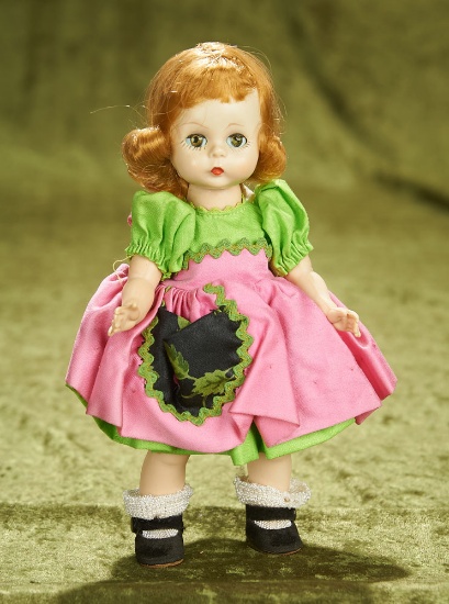 8" Alexander-kins in a Lime Green Dress with Hot Pink Pinafore, 1955