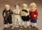Four German All-Bisque Miniature Dolls in Original Costumes 300/400