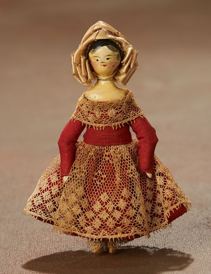 Tiny Grodertal Wooden Articulated Doll with Original Costume 200/400