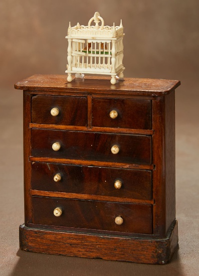 English Miniature Wooden Chest and Bird Cage 400/500