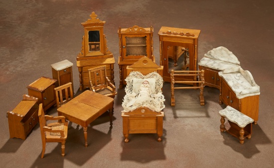 German Maple Wood Dollhouse Furnishings 500/700