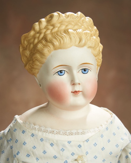 German Bisque Lady Doll with Blonde Sculpted Hair in Braided Coronet 400/500
