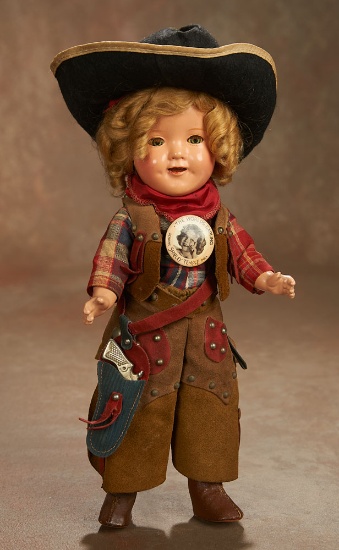 American Composition Shirley Temple as Texas Ranger by Ideal in Rare Smallest Size 700/1000