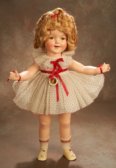 American Composition Shirley Temple by Ideal in Polka Dot Dress 400/500
