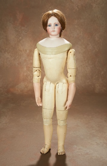 French Bisque Poupee by Pierre Francois Jumeau with Wooden Articulated Body 2700/3500