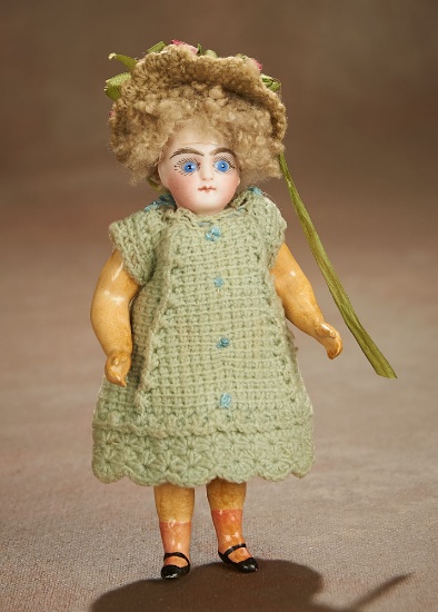 French Bisque Miniature Doll with Closed Mouth 300/400