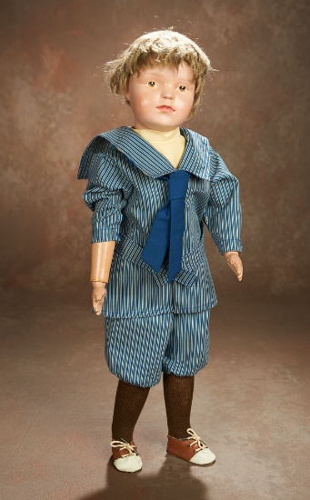 American Wooden Character Doll by Schoenhut with Intaglio Brown Eyes 600/800