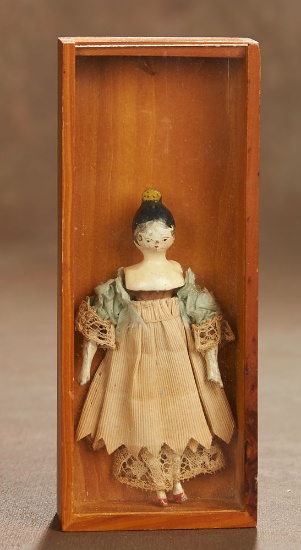 Miniature Grodnertal Wooden Doll with Tuck Comb 400/500