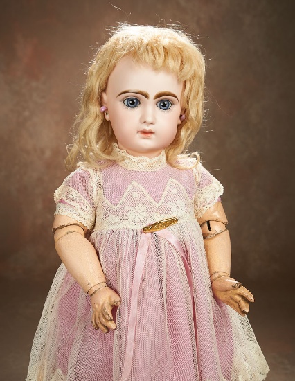 French Bisque Closed Mouth Bebe by Emile Jumeau with Signed Jumeau Shoes 2800/3400