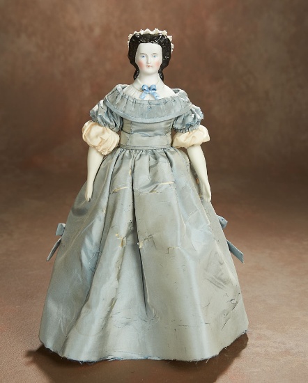 German Bisque Lady Doll with Sculpted Snood and Coronet 300/400