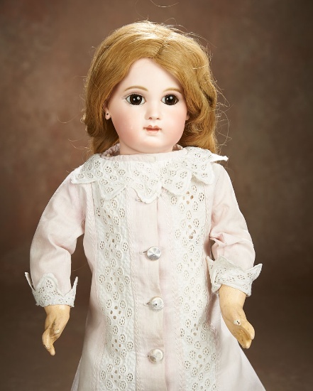 French Bisque Portrait Bebe, Size 8, by Emile Jumeau with Original Early Body 3800/4500
