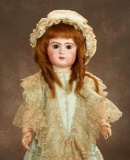 French Bisque Brown-Eyed Bebe by Emile Jumeau with Signed Jumeau Shoes 3500/4300
