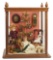 Vignette of Holiday Scene with Feather Tree, Dolls and Toys in Cabinet 1200/1500
