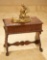 French Walnut Table and Cast Metal Figural 