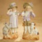 Pair, German All-Bisque Figures of Children and Their Pets 300/400